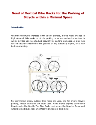 Need of Vertical Bike Racks for the Parking of Bicycle within a Minimal Space