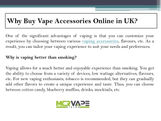 Why Buy Vape Accessories Online in UK