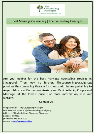 Best Marriage Counselling | The Counselling Paradigm