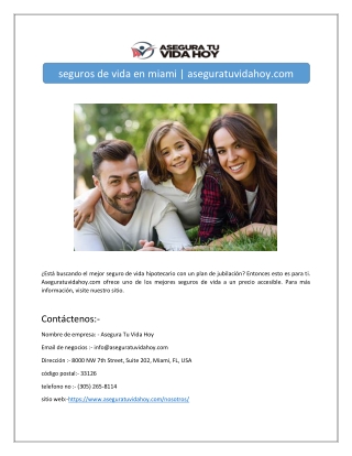 seguros de vida en miami | aseguratuvidahoy.com