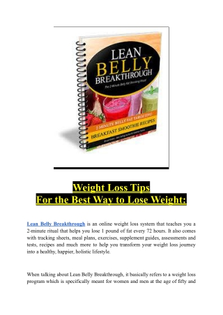 Lean Belly Breakthrough-diet and weight loss