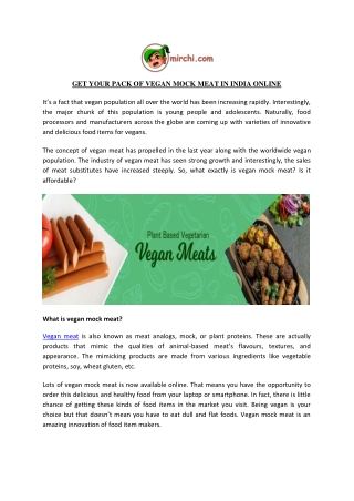 Get Your Pack of Vegan Mock Meat in India Online