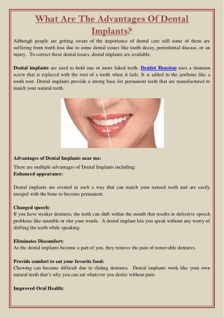 What Are The Advantages Of Dental Implants?