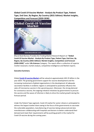 Worldwide Covid-19 Vaccine Market Report Forecast to 2030