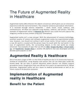 The Future of Augmented Reality in Healthcare