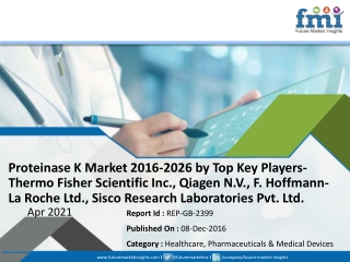 Proteinase K Market 2016-2026 by Top Key Players- Thermo Fisher Scientific Inc., Qiagen N.V., F. Hoffmann-La Roche Ltd.,