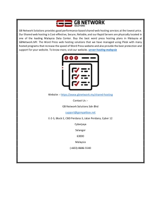 Cheap Server Hosting Malaysia | GBNetwork.MY