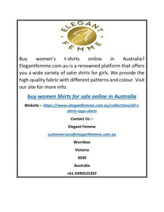 Buy Women Shirts for Sale Online in Australia | Elegantfemme.com.au