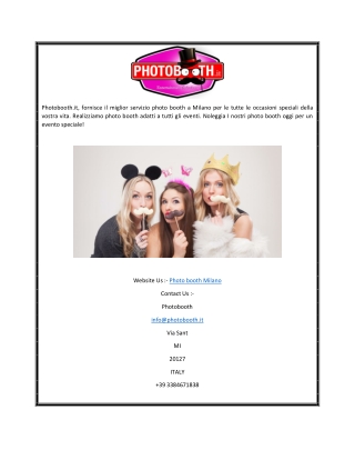 Photobooth.it: Il miglior Photo Booth a Milano