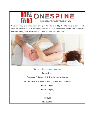 Chiropractor in Pj | Onespine.my