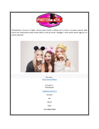 Photobooth.it: Il miglior Photo Booth a Milano