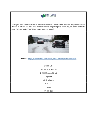 Best Snow Removal Services in North Vancouver