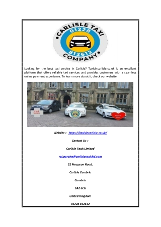 Carlisle Taxi Phone Number | Taxisincarlisle.co.uk