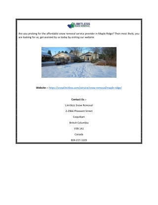 Snow Removal Maple Ridge | Snowlimitless.com