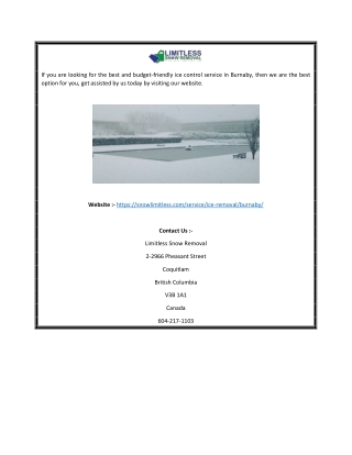 Ice Control Service Burnaby | Snowlimitless.com