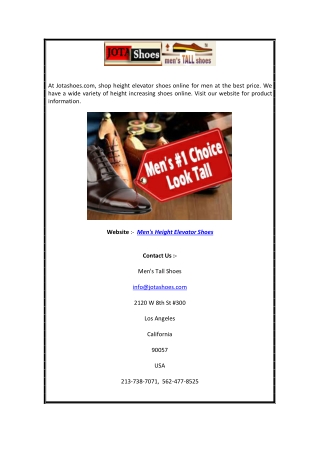 Shop Men's Height Elevator Shoes Online | Jotashoes.com
