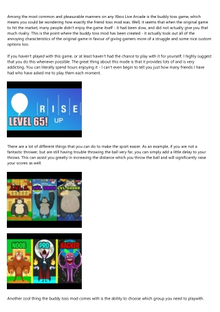 The Buddy Toss Mod - A Great Mode on Xbox Live Arcade