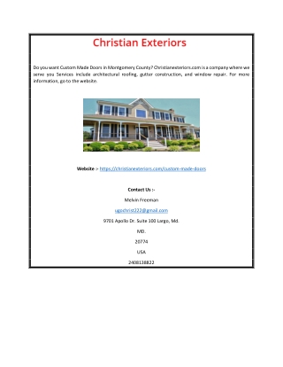 Custom Made Doors Montgomery County | Christianexteriors.com