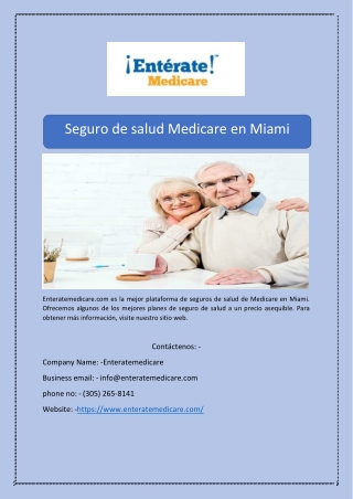 Seguro de salud Medicare en Miami