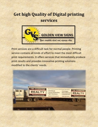 Get high Quality of Digital printing services