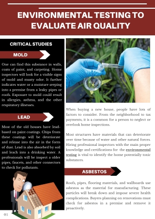 Environmental Testing to Evaluate Air Quality