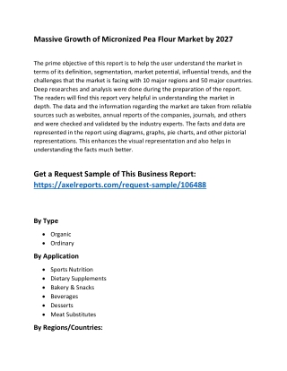 Massive Growth of Micronized Pea Flour Market by 2027