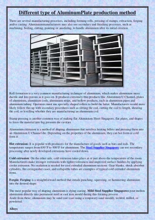 Different type of AluminumPlate production method