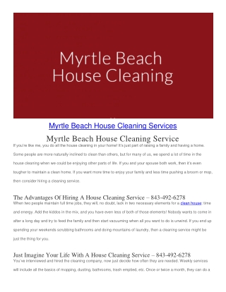 Myrtle Beach Condo Cleaning