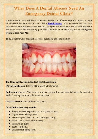When Does A Dental Abscess Need An Emergency Dental Clinic?