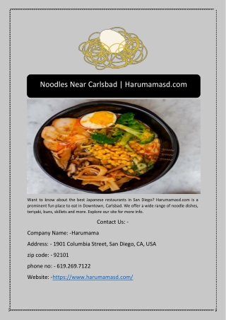 Noodles Near Carlsbad | Harumamasd.com