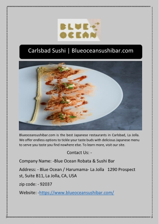 Carlsbad Sushi | Blueoceansushibar.com