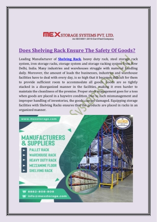 Does Shelving Rack Ensure The Safety Of Goods?