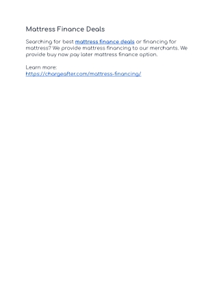Mattress Finance Deals