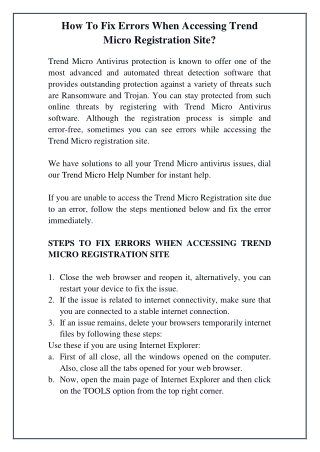 How To Fix Errors When Accessing Trend Micro Registration Site?