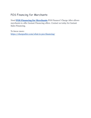 POS Financing for Merchants