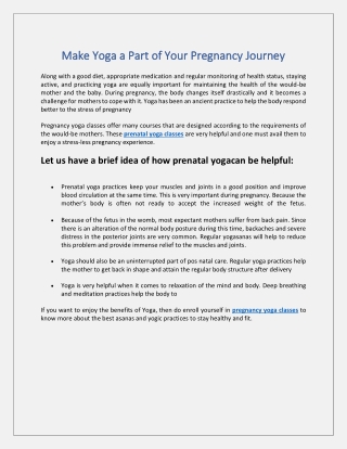Make Yoga a Part of Your Pregnancy Journey