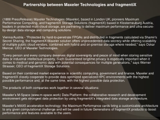 Partnership between Maxeler Technologies and fragmentiX
