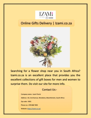 Online Gifts Delivery | Izami.co.za