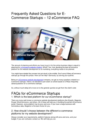 12 Ecommerce FAQ - Ultimate guide for eCommerce startups