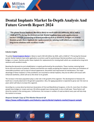 Dental Implants Market In-Depth Analysis And Future Growth Report 2024