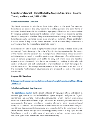 Scintillators Market - Global Industry Analysis, Size, Share, Growth, Trends, and Forecast, 2018 - 2026