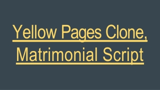 Yellow Pages Clone, Matrimonial Script