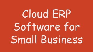 Cloud ERP Software for Small Business