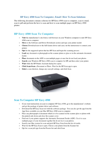 HP Envy 4500 scan to computer, email | scan multiple pages