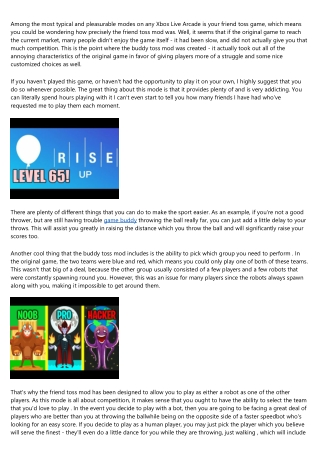 The Buddy Toss Mod - A Great Mode on Xbox Live Arcade