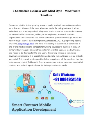 E-Commerce Business with MLM Style – Vi Software Solutions