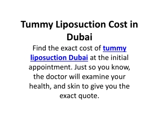 Tummy Liposuction Cost in Dubai