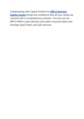 MPLS Services Fairfax County