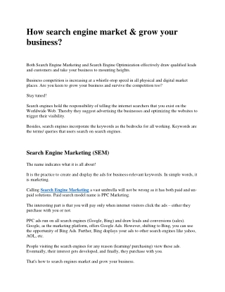 How search engine market & grow your business?