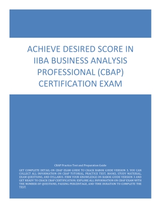 Achieve Desired Score in IIBA Business Analysis Professional (CBAP) Certification Exam